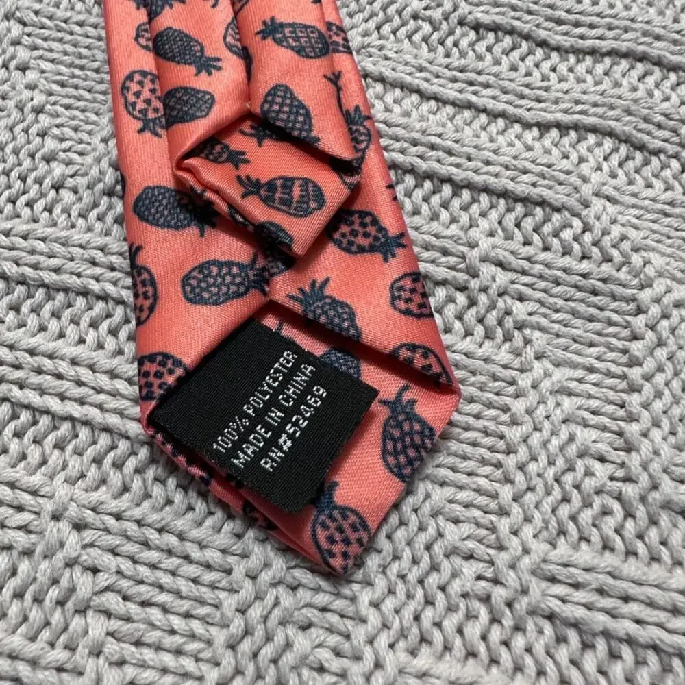 Pineapple salmon pink clip on kids tie